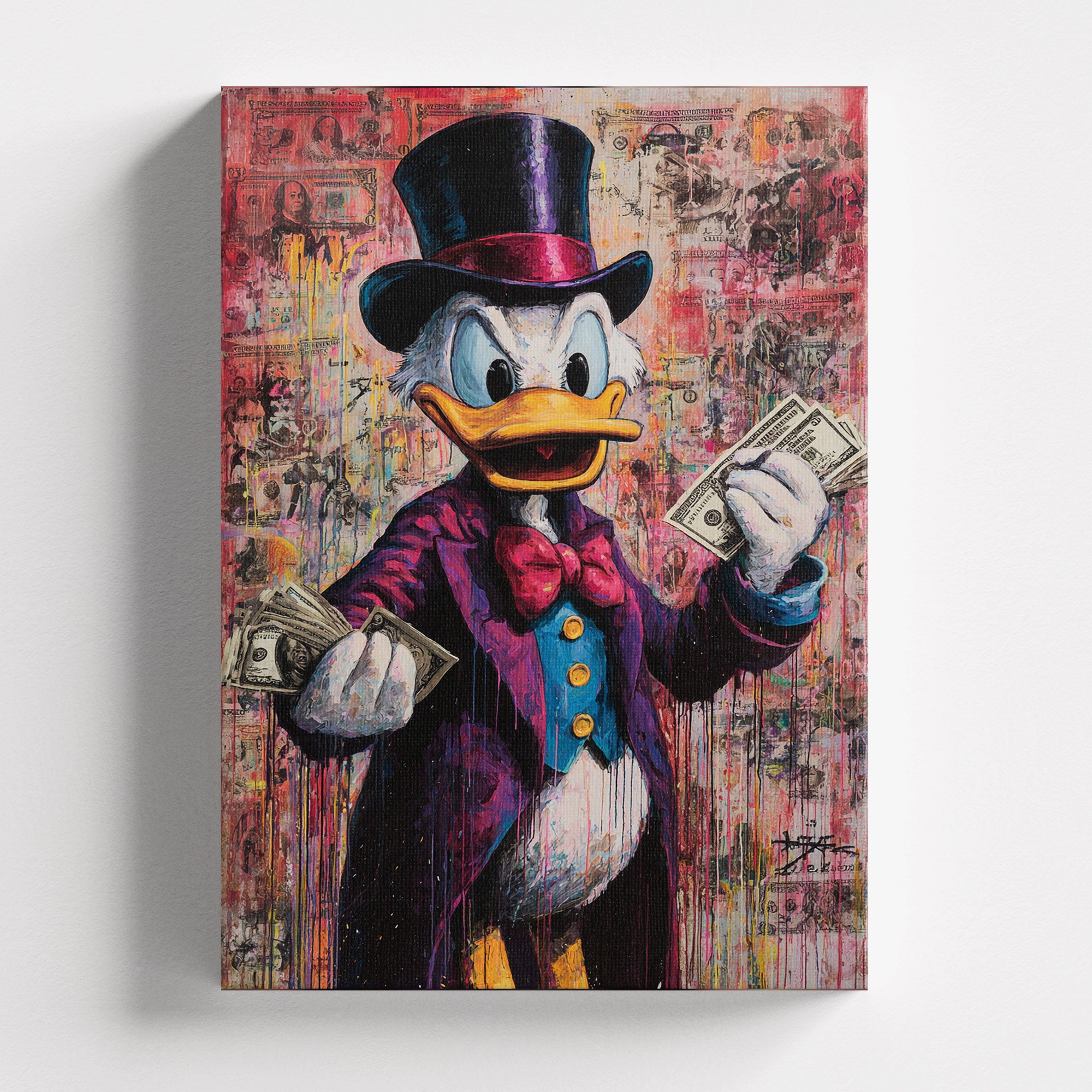 Πίνακας σε καμβά Scrooge McDuck, χωρίς κορνίζα, μπροστινή όψη.