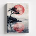 Πίνακας σε καμβά Red Moon Bonsai, χωρίς κορνίζα, μπροστινή όψη.