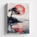 Πίνακας σε καμβά Red Moon Bonsai, χωρίς κορνίζα, μπροστινή όψη.