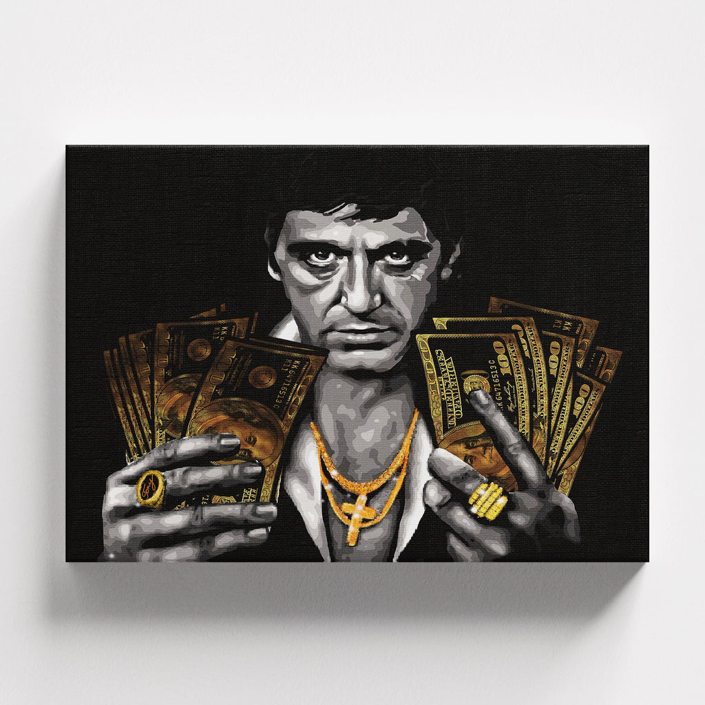 Πίνακας σε καμβά Tony Montana Gold, φωτογραφία προϊόντος 1.