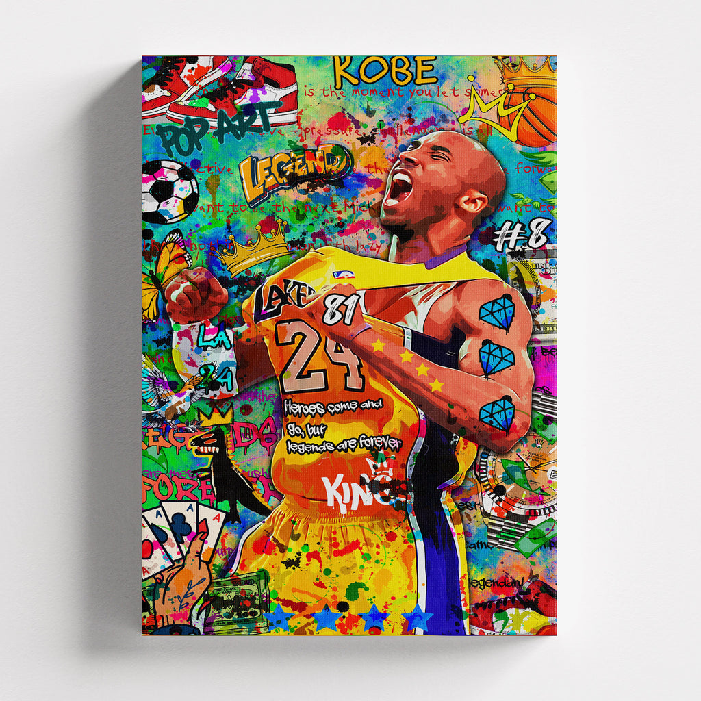 Πίνακας σε καμβά Kobe Bryant – Graffiti, χωρίς κορνίζα, μπροστινή όψη.