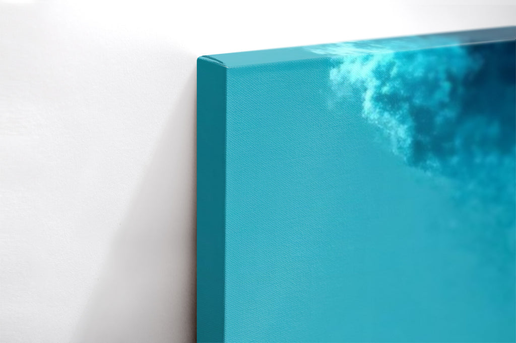 Close-up λεπτομέρεια της εκτύπωσης καμβά Blue Smoke.