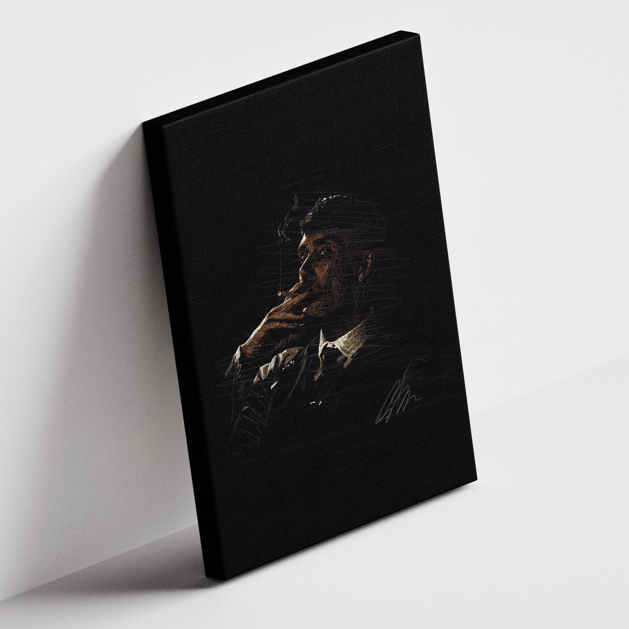Καμβάς Tommy Shelby – Sketch σε δεύτερη γωνία λήψης, χωρίς κορνίζα.