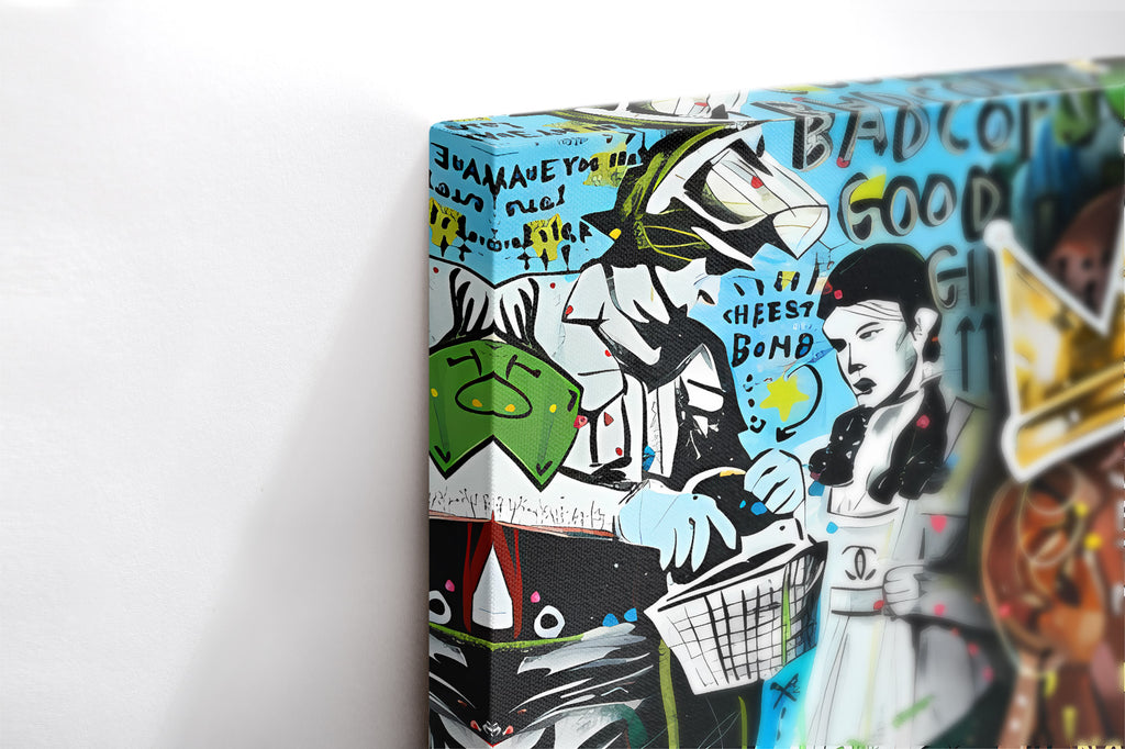 Close-up λεπτομέρεια της εκτύπωσης καμβά Michael Jordan – King Graffiti.