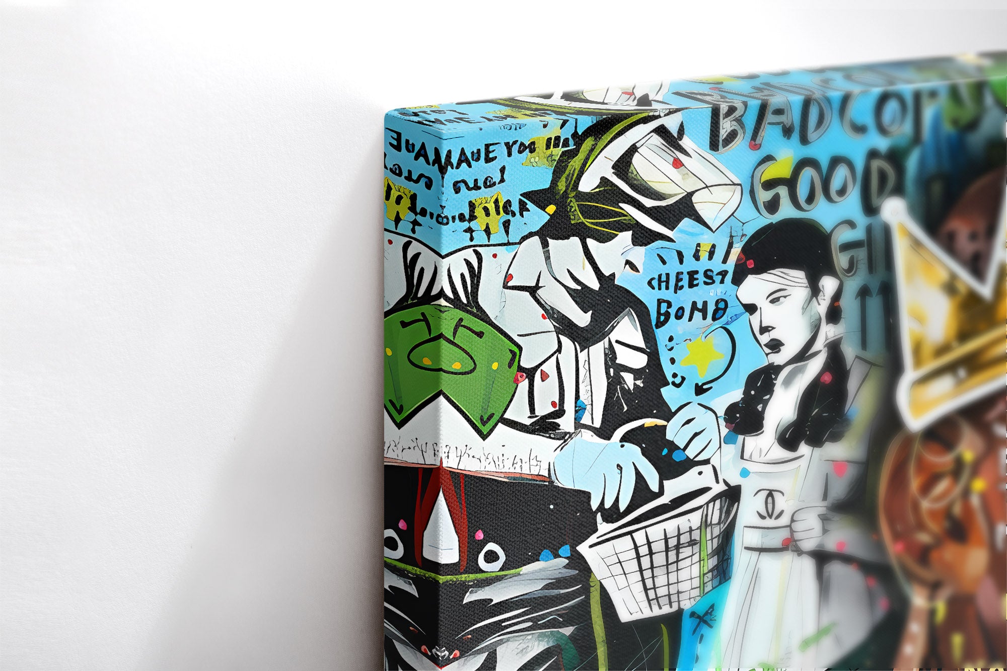 Close-up λεπτομέρεια της εκτύπωσης καμβά Michael Jordan – King Graffiti.