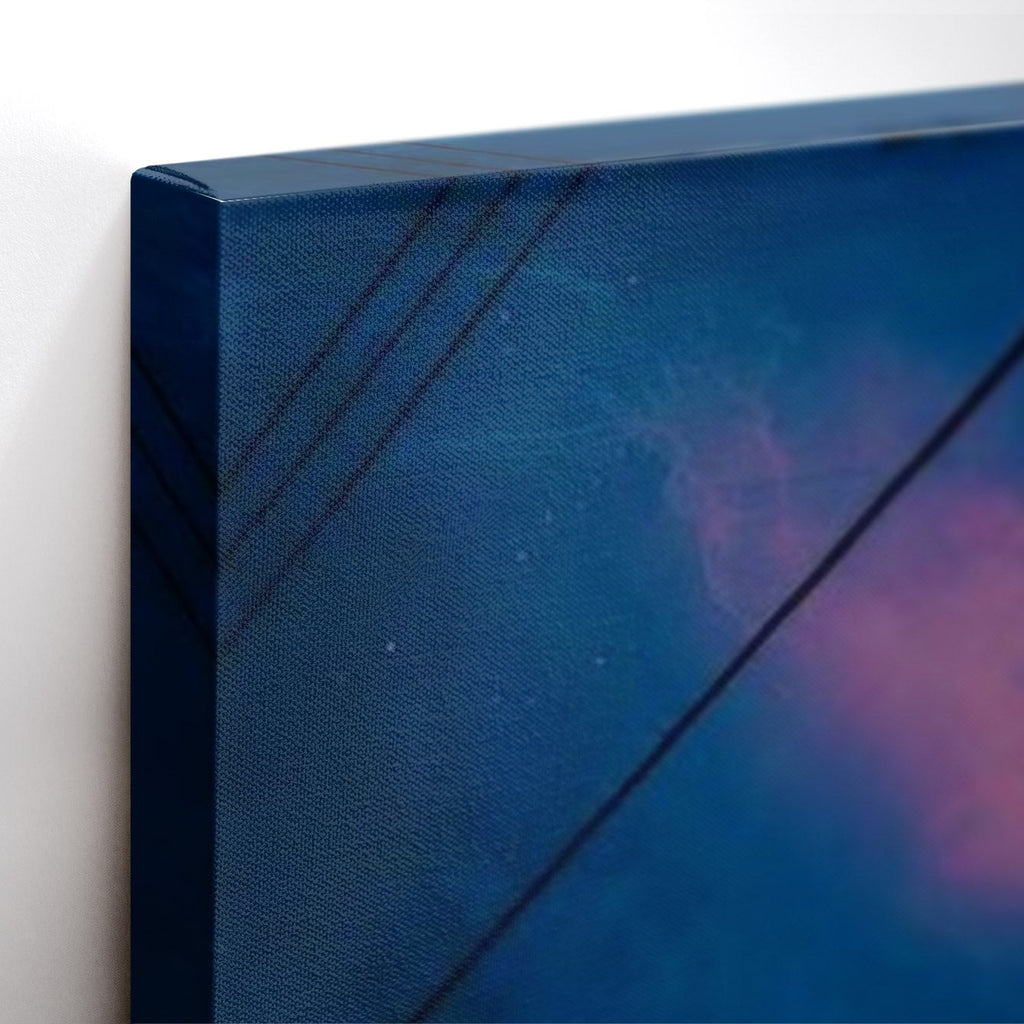 Close-up λεπτομέρεια της εκτύπωσης καμβά Upside Down Sky - Stranger Things.
