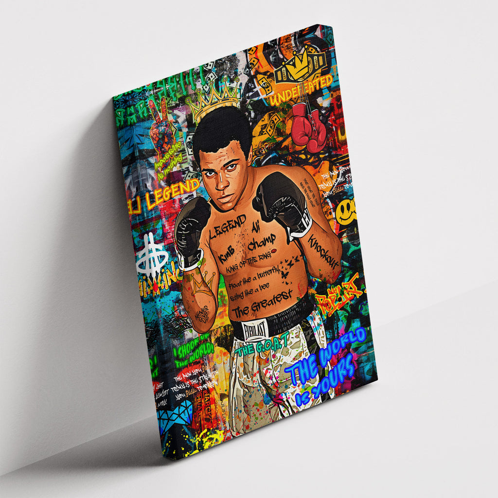 Καμβάς Muhammad Ali – Graffiti σε δεύτερη γωνία λήψης, χωρίς κορνίζα.