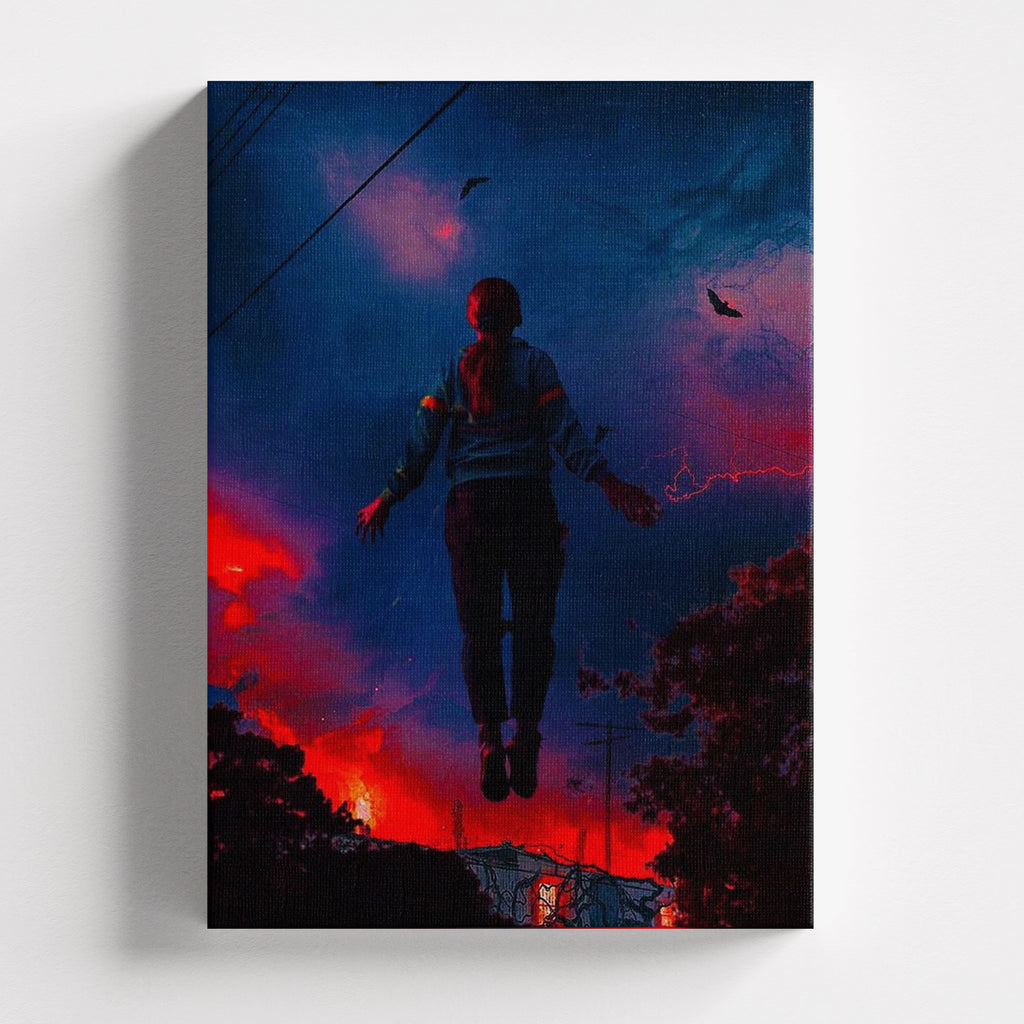 Πίνακας σε καμβά Upside Down Sky - Stranger Things, χωρίς κορνίζα, μπροστινή όψη.