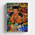 Πίνακας σε καμβά Muhammad Ali – Graffiti, χωρίς κορνίζα, μπροστινή όψη.