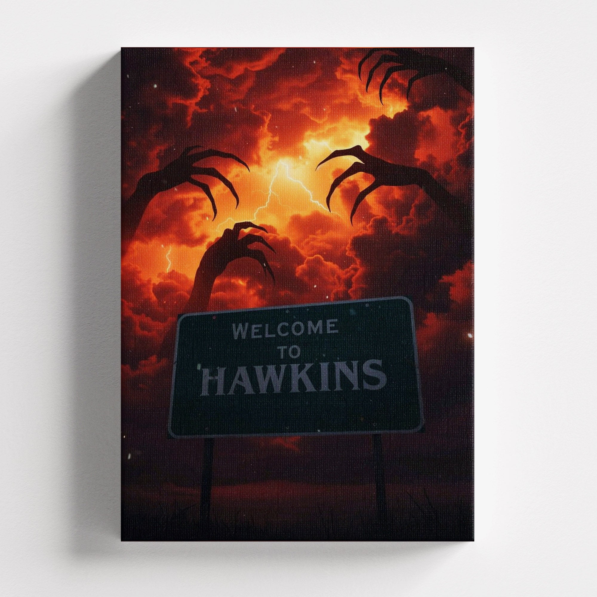 Πίνακας σε καμβά Welcome to Hawkins, χωρίς κορνίζα, μπροστινή όψη.