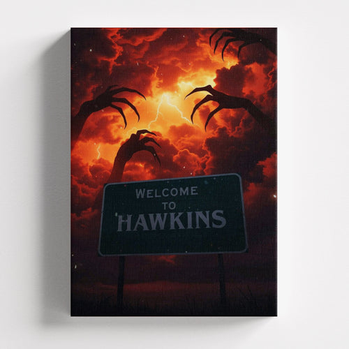 Πίνακας σε καμβά Welcome to Hawkins, χωρίς κορνίζα, μπροστινή όψη.
