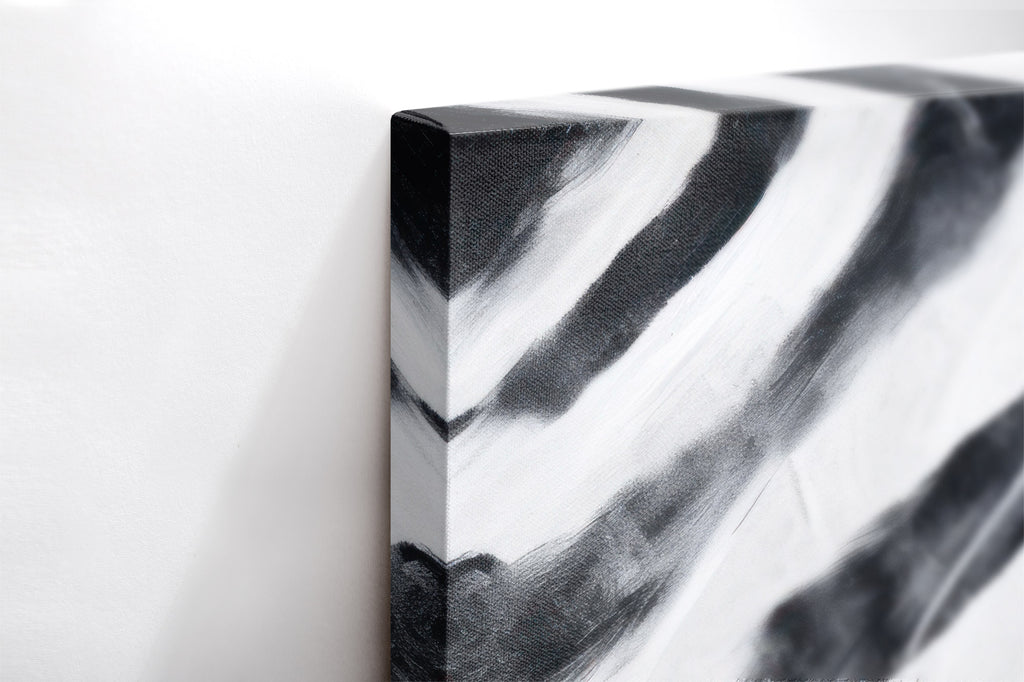 Close-up λεπτομέρεια της εκτύπωσης καμβά Zebra Stripes.