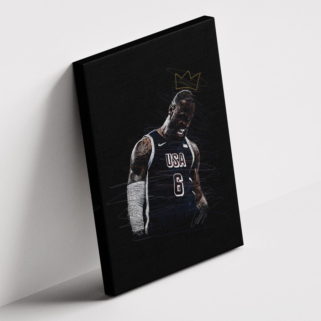Καμβάς LeBron James – Sketch σε δεύτερη γωνία λήψης, χωρίς κορνίζα.