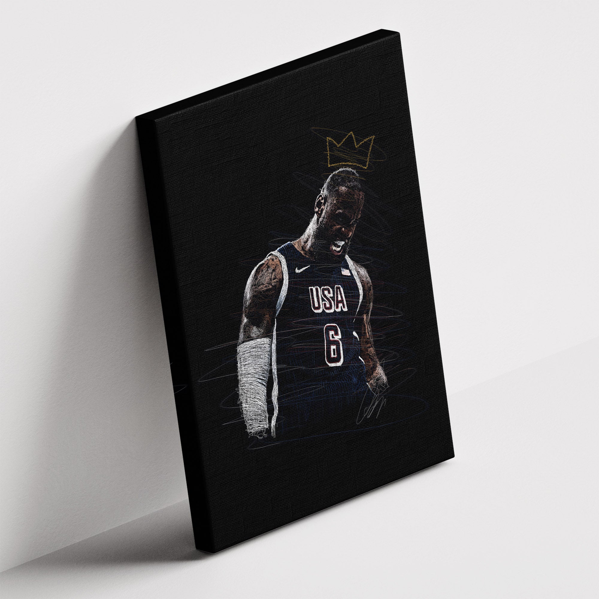 Καμβάς LeBron James – Sketch σε δεύτερη γωνία λήψης, χωρίς κορνίζα.