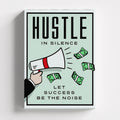 Πίνακας σε καμβά Hustle in Silence – Motivational Canvas, χωρίς κορνίζα, μπροστινή όψη.