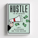 Πίνακας σε καμβά Hustle in Silence – Motivational Canvas, χωρίς κορνίζα, μπροστινή όψη.