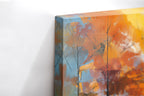 Close-up λεπτομέρεια της εκτύπωσης καμβά Autumn Falls.