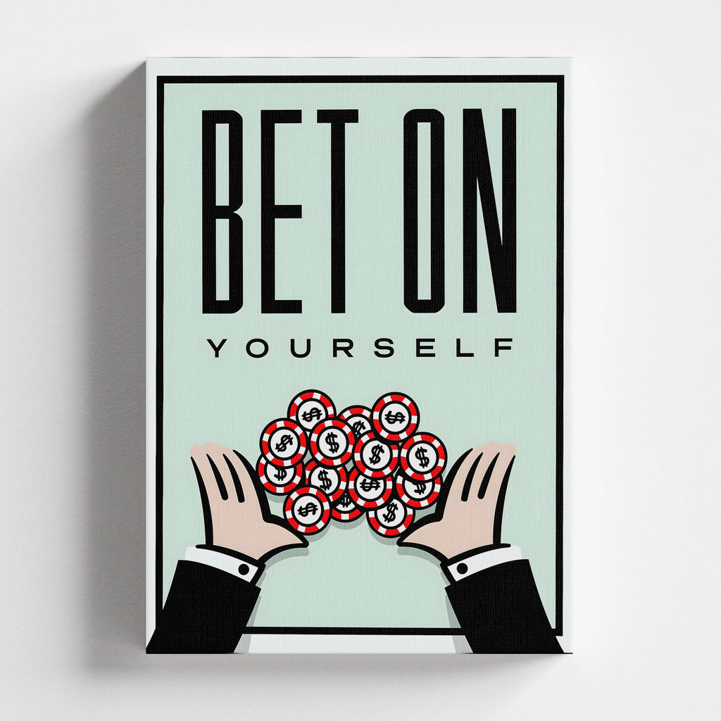 Πίνακας σε καμβά Bet On Yourself – Motivational Canvas, χωρίς κορνίζα, μπροστινή όψη.