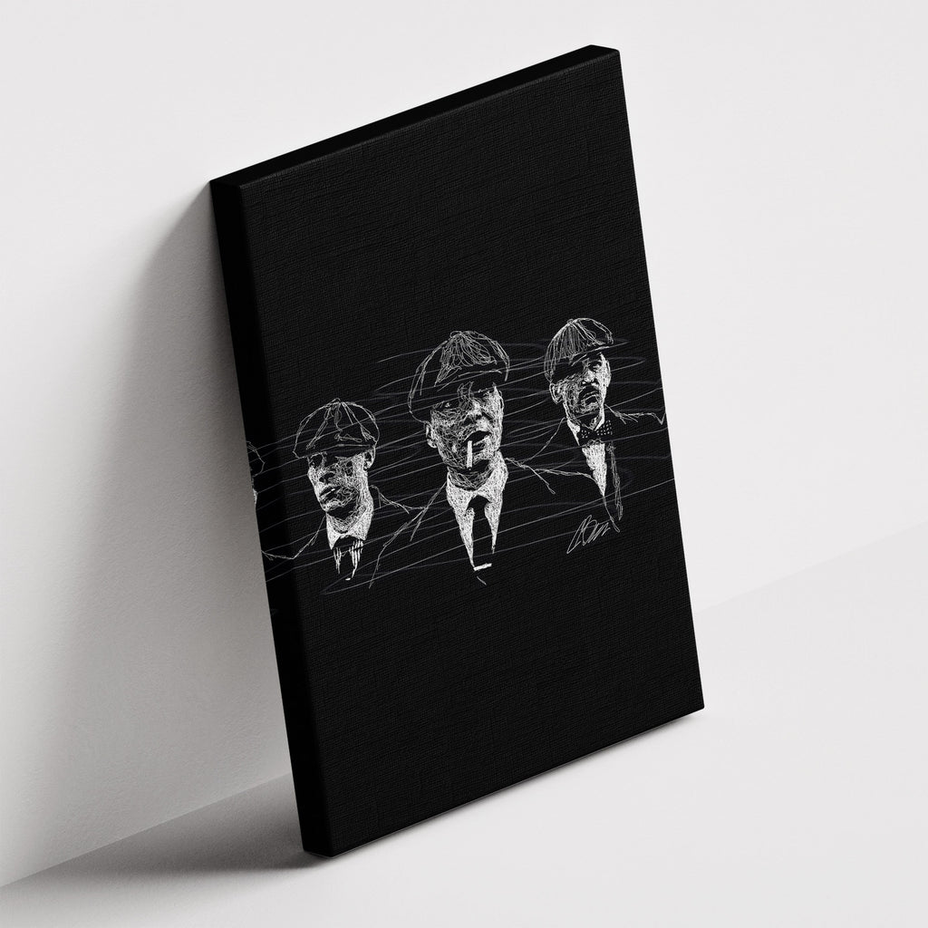 Καμβάς Peaky Blinders – Sketch σε δεύτερη γωνία λήψης, χωρίς κορνίζα.