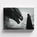Πίνακας σε καμβά Jon Snow και ο δράκος, χωρίς κορνίζα, μέγεθος 30x20 εκ., μπροστινή όψη.
