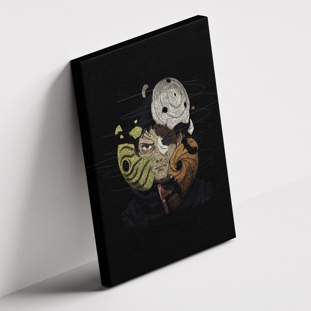 Καμβάς Obito Uchiha – Sketch σε δεύτερη γωνία λήψης, χωρίς κορνίζα.