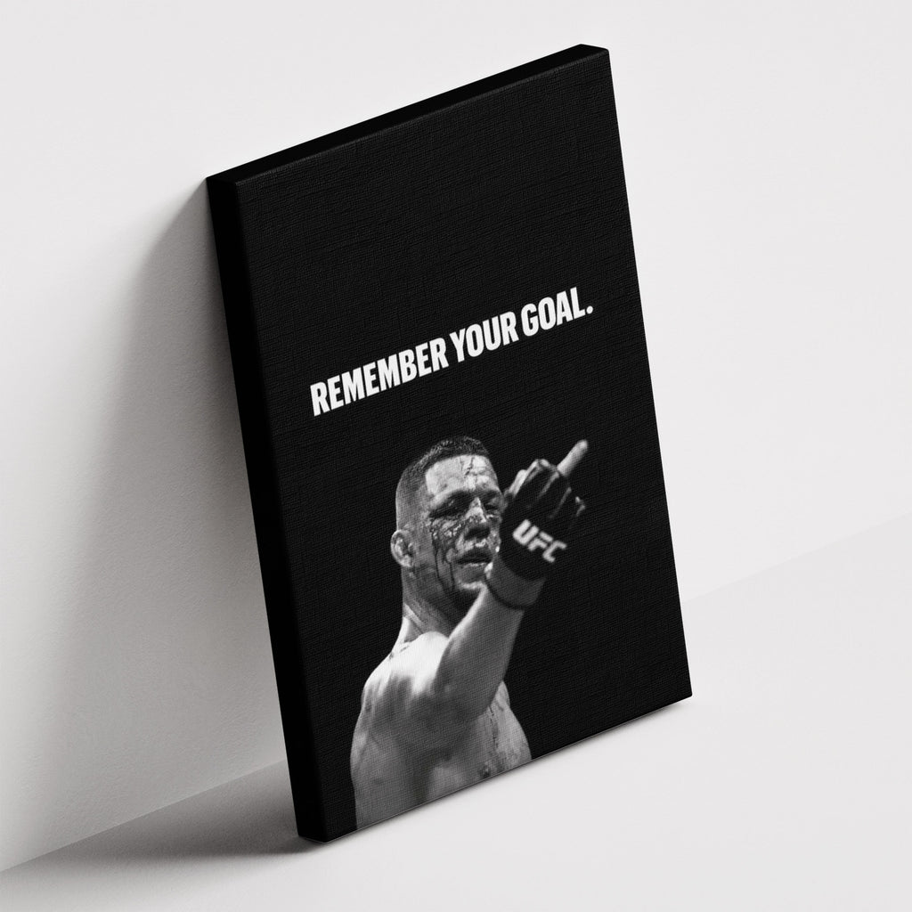 Καμβάς REMEMBER YOUR GOAL σε δεύτερη γωνία λήψης, χωρίς κορνίζα.