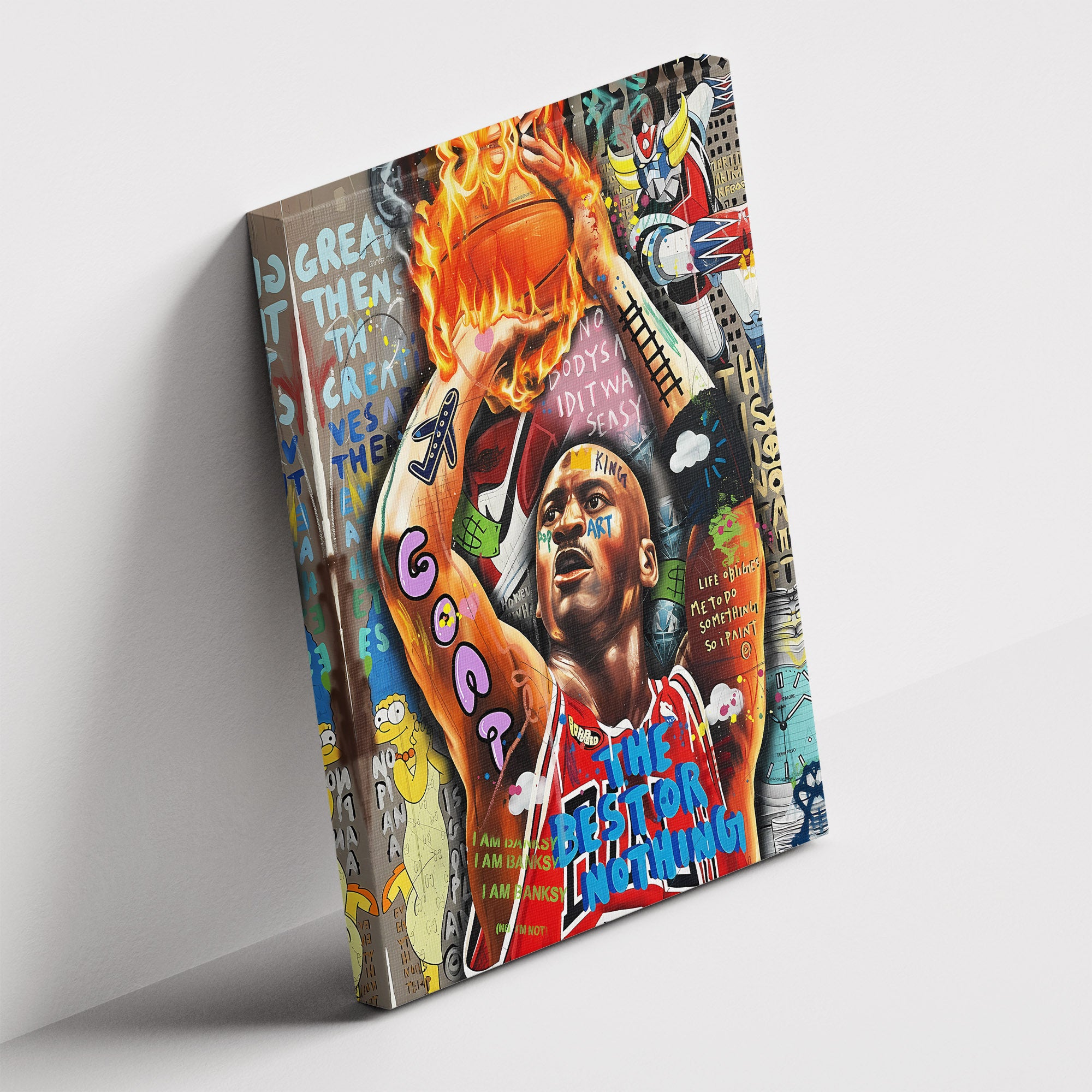 Καμβάς Michael Jordan – Graffiti σε δεύτερη γωνία λήψης, χωρίς κορνίζα.