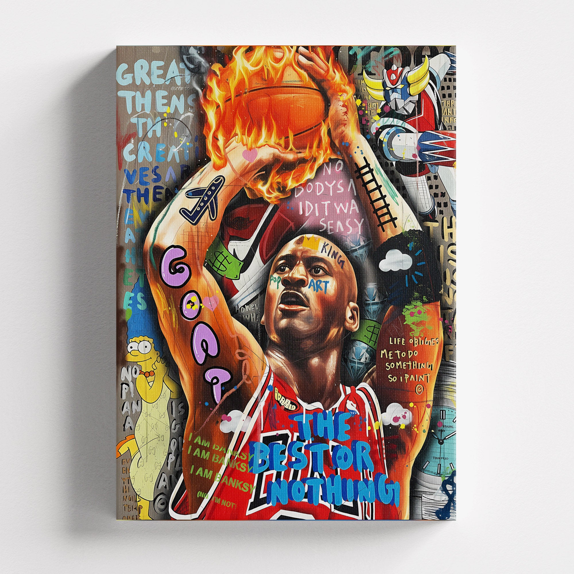 Πίνακας σε καμβά Michael Jordan – Graffiti, χωρίς κορνίζα, μπροστινή όψη.