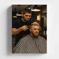 Πίνακας σε καμβά Barber Showdown, χωρίς κορνίζα, μπροστινή όψη.