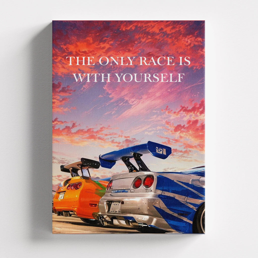Πίνακας σε καμβά Race  With Yourself, χωρίς κορνίζα, μπροστινή όψη.