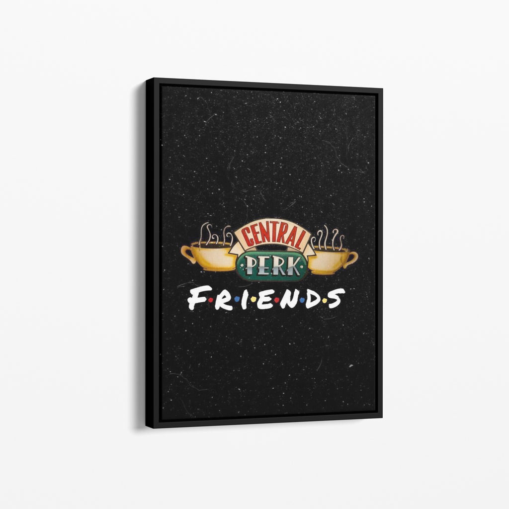 Καμβάς Central Perk - Friends με μαύρη κορνίζα, πλάγια γωνία ανάρτησης.