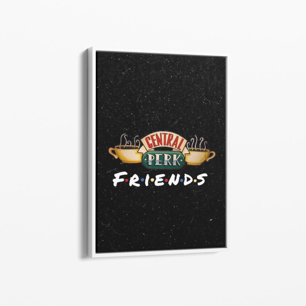 Καμβάς Central Perk - Friends με λευκή κορνίζα, πλάγια γωνία ανάρτησης.