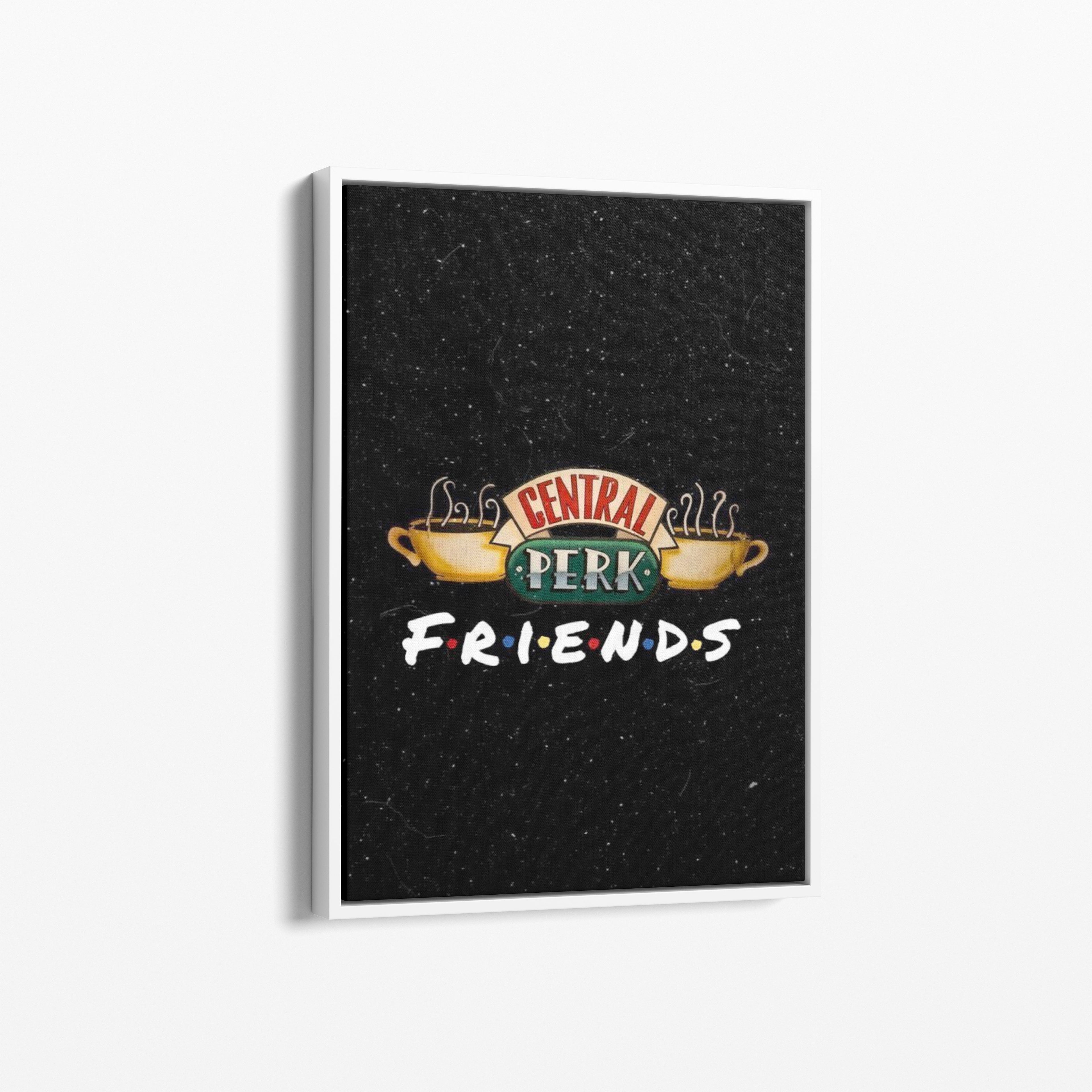 Καμβάς Central Perk - Friends με λευκή κορνίζα, πλάγια γωνία ανάρτησης.