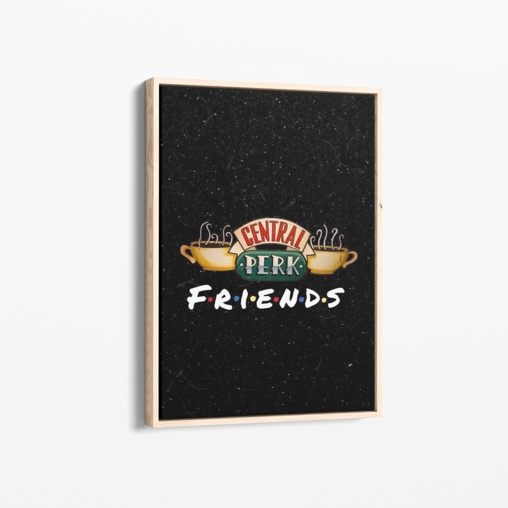 Καμβάς Central Perk - Friends με ξύλινη κορνίζα, πλάγια γωνία ανάρτησης.