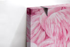 Close-up λεπτομέρεια της εκτύπωσης καμβά Pink Flamingos.