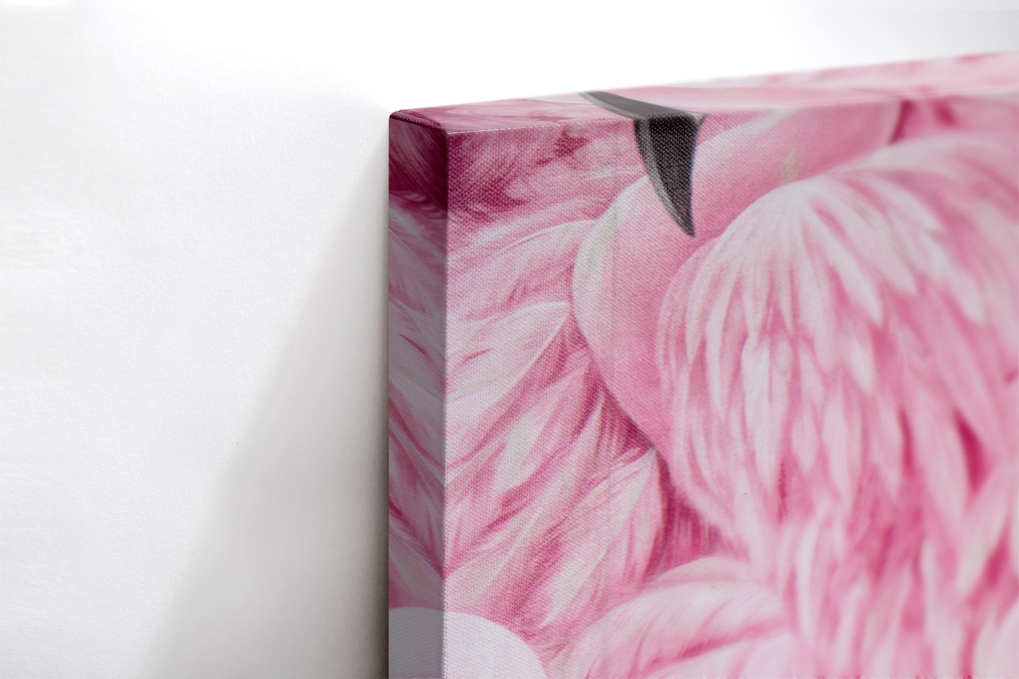 Close-up λεπτομέρεια της εκτύπωσης καμβά Pink Flamingos.