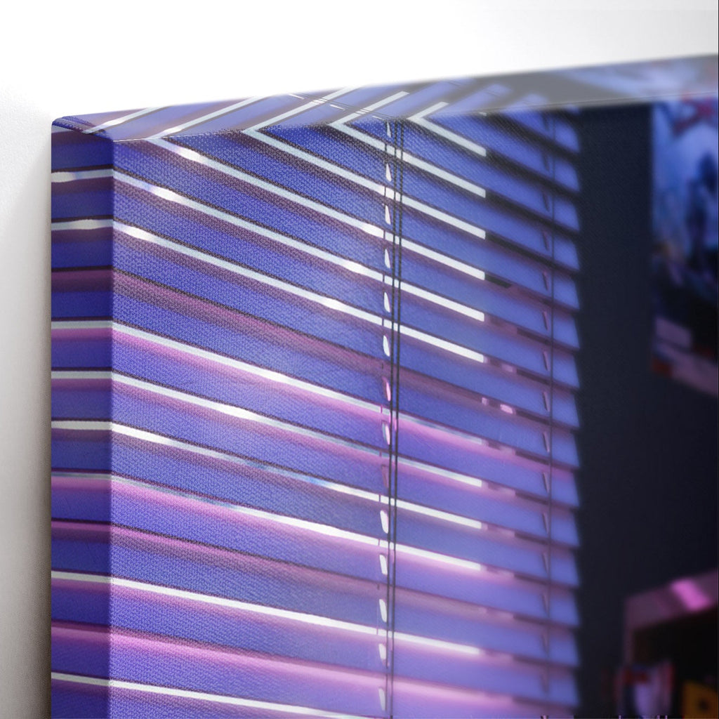 Close-up λεπτομέρεια της εκτύπωσης καμβά Retro Gaming Room.