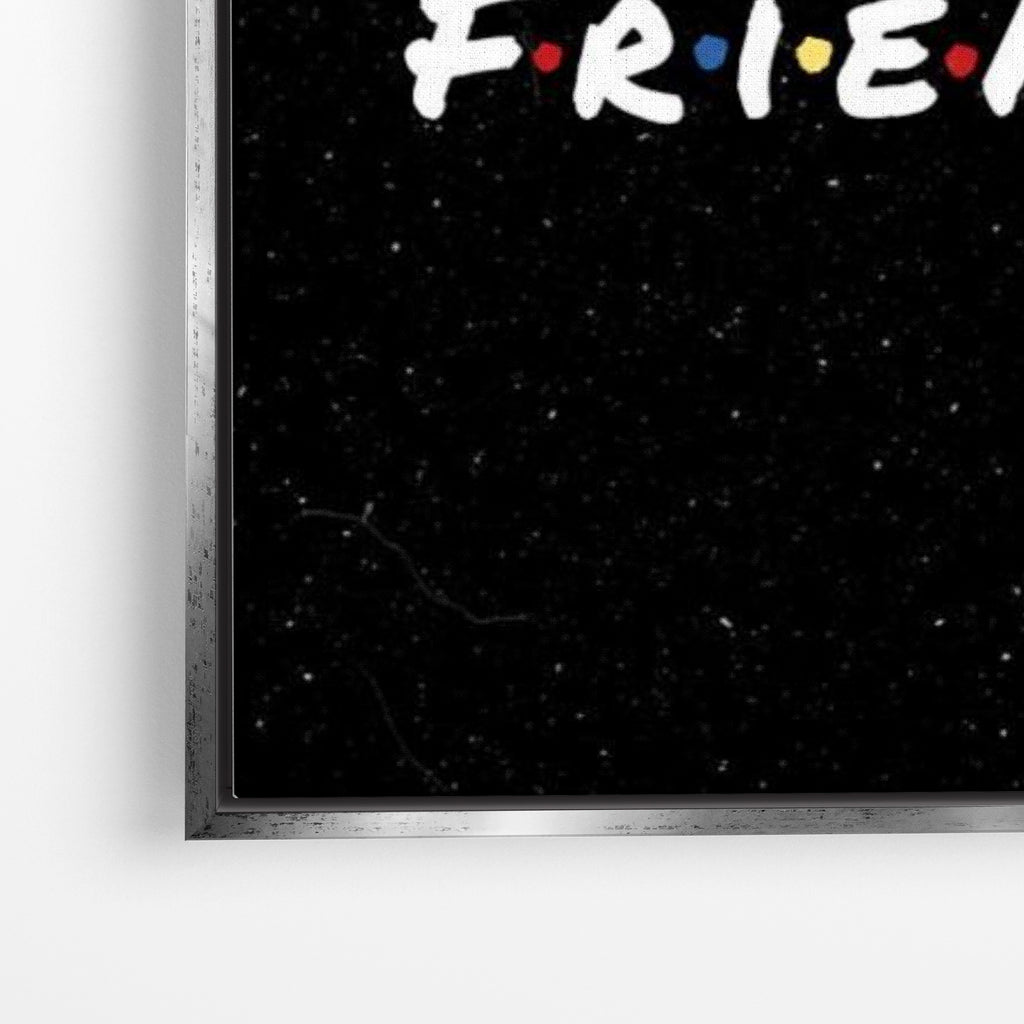 Close-up λεπτομέρεια καμβά Central Perk - Friends με ασημί κορνίζα.