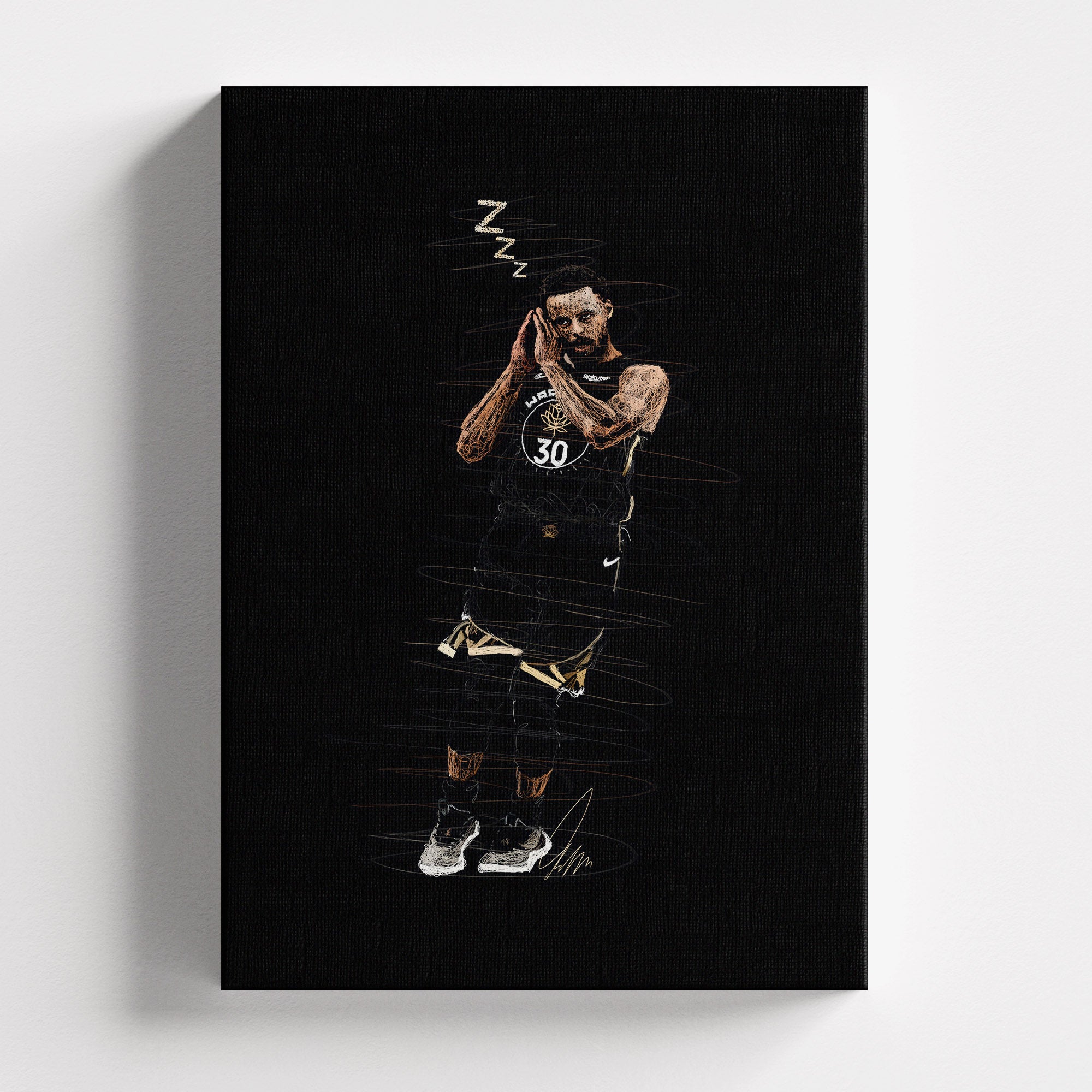 Πίνακας σε καμβά Steph Curry – Sketch, χωρίς κορνίζα, μπροστινή όψη.