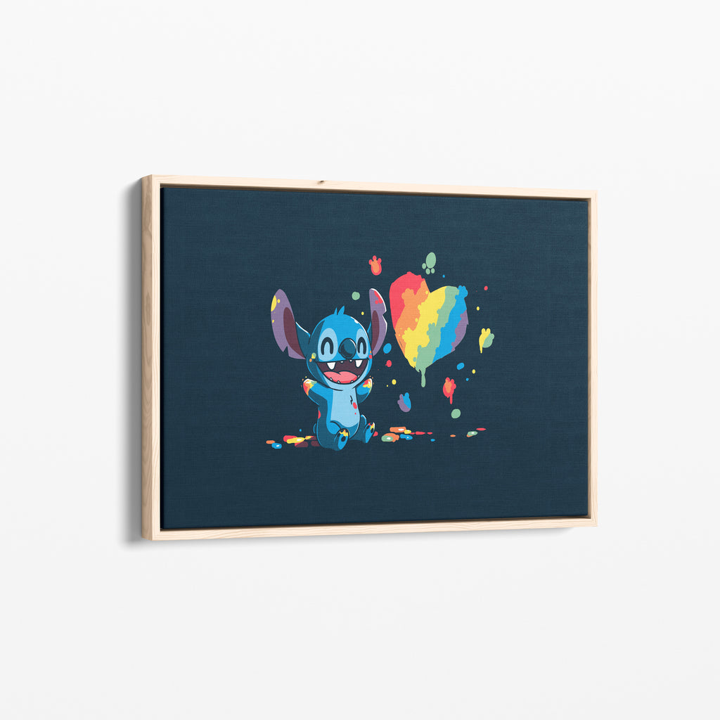 Stitch Rainbow Heart – Premium Καμβάς