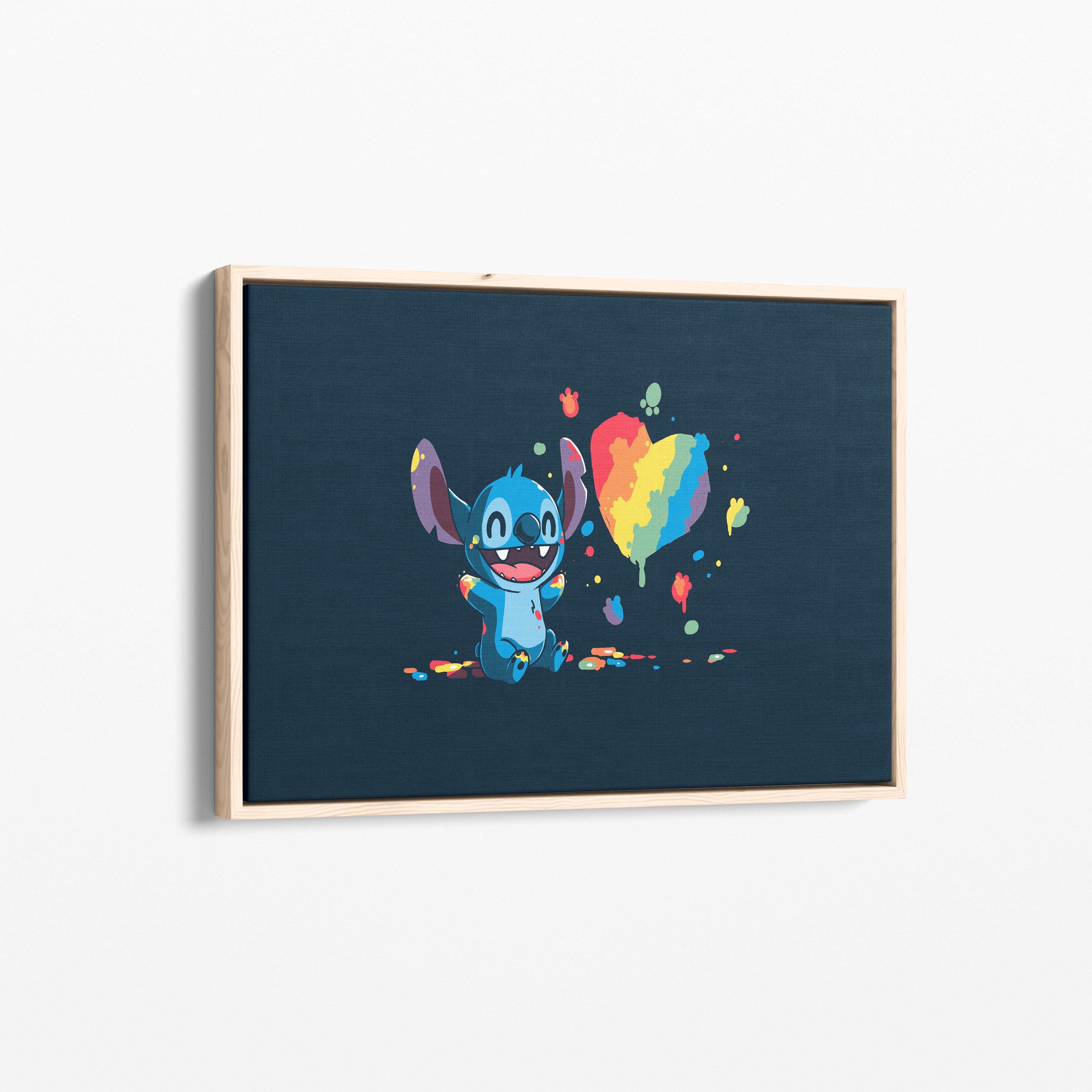 Stitch Rainbow Heart – Premium Καμβάς