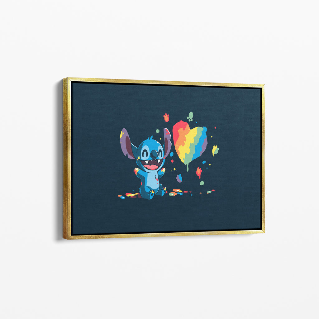 Stitch Rainbow Heart – Premium Καμβάς