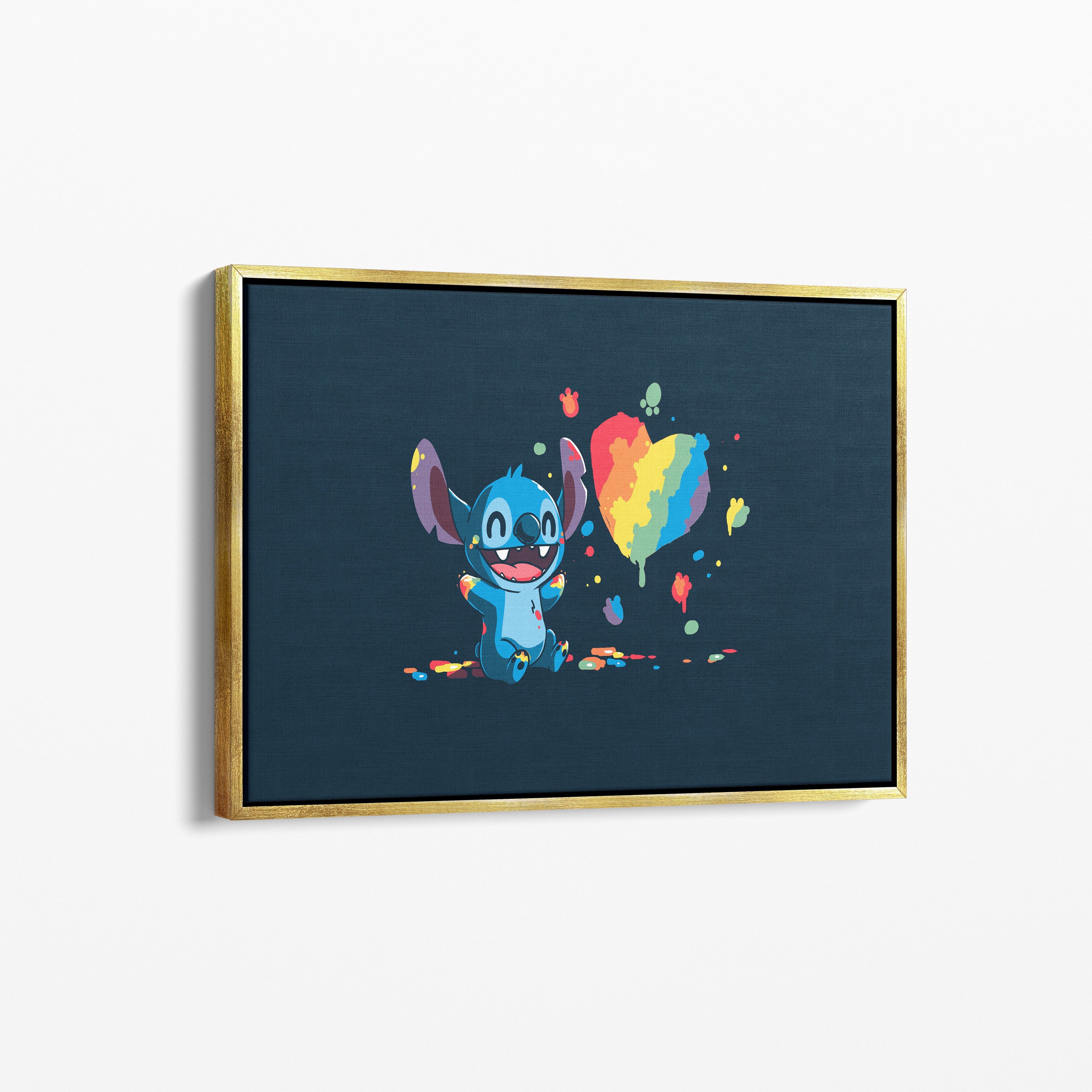 Stitch Rainbow Heart – Premium Καμβάς