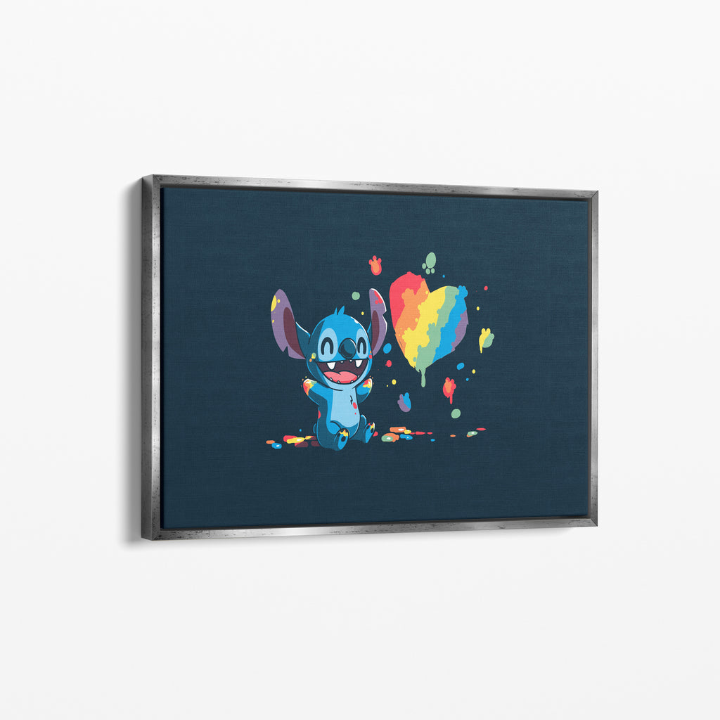 Stitch Rainbow Heart – Premium Καμβάς