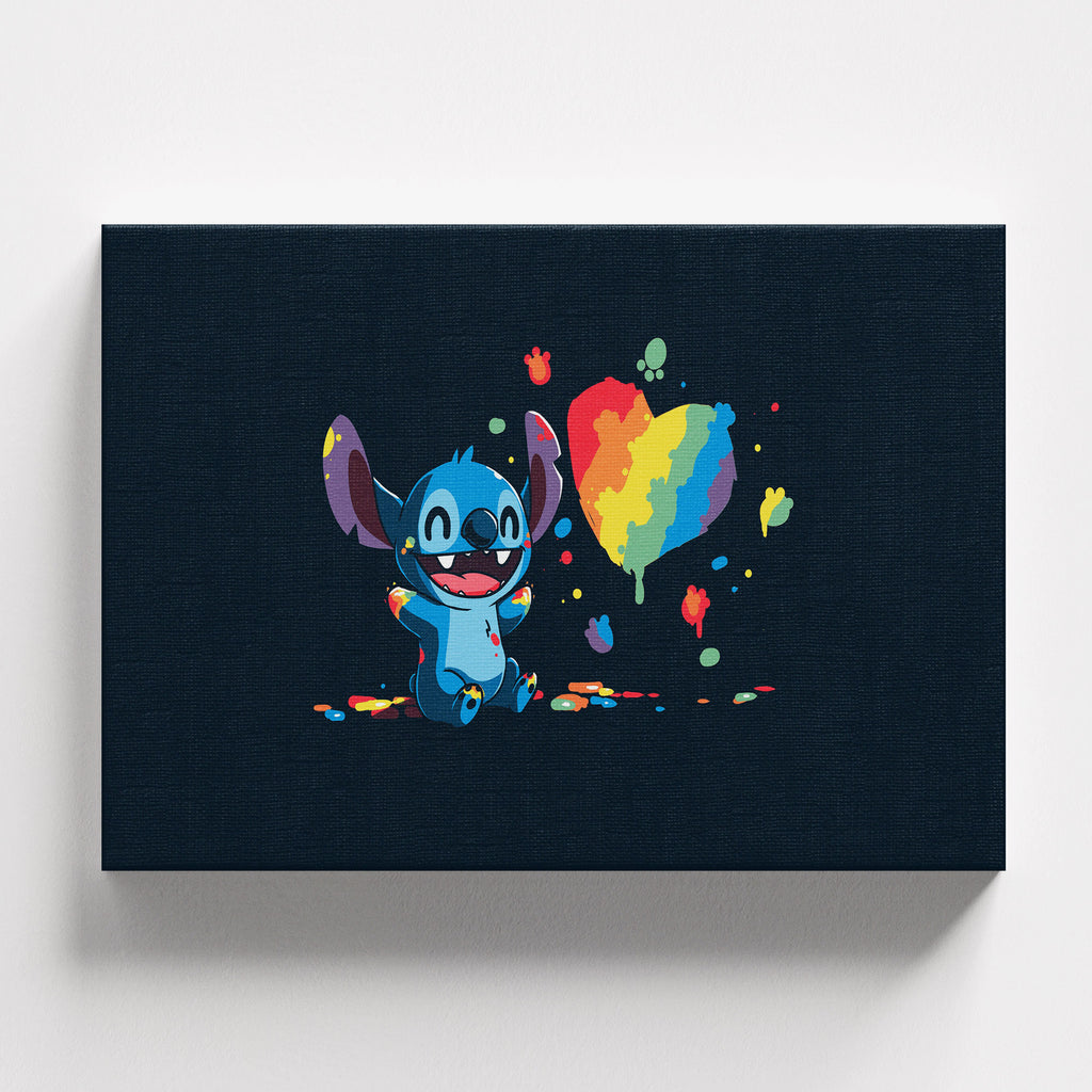 Πίνακας σε καμβά Stitch Rainbow Heart – Premium Καμβάς, φωτογραφία προϊόντος 1.