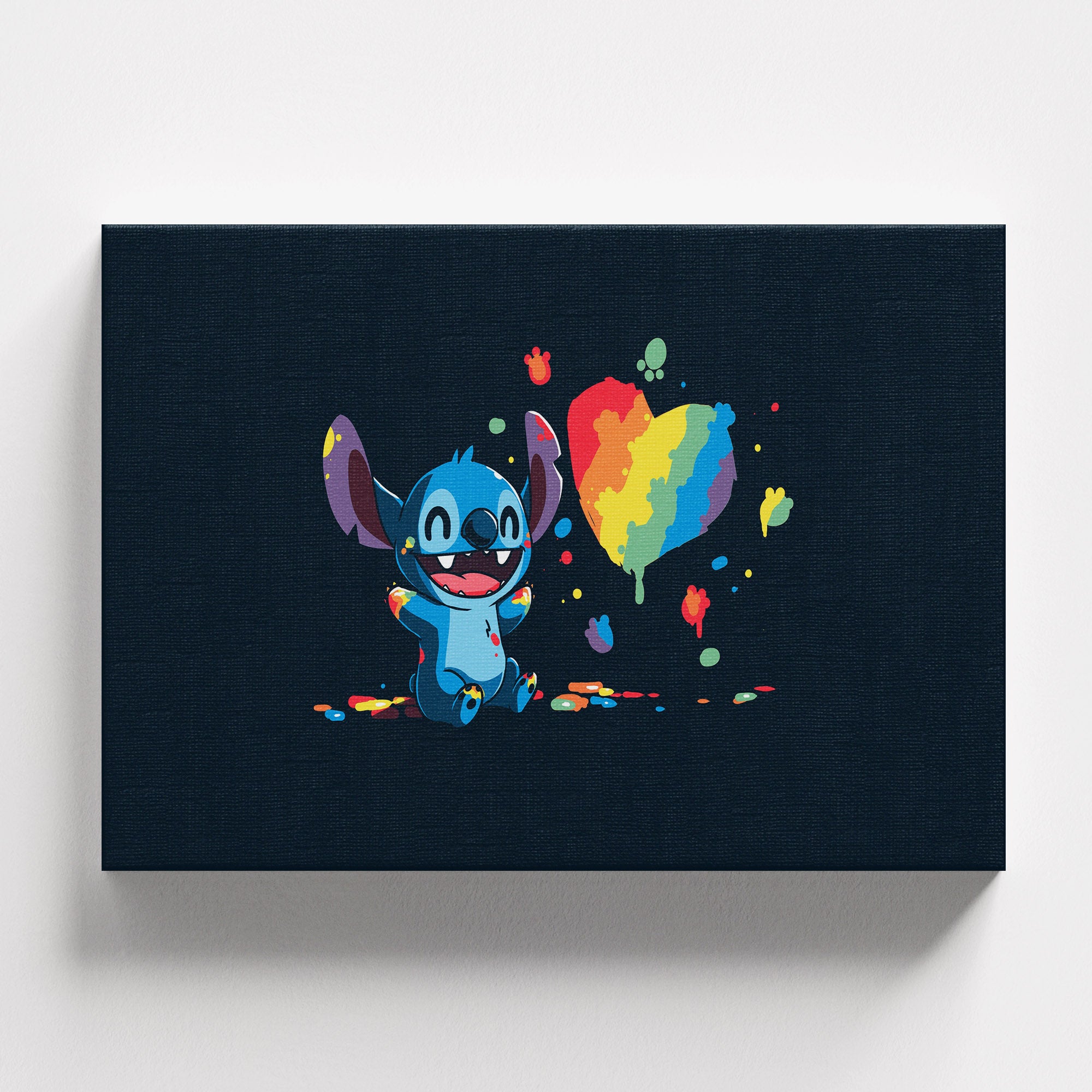 Πίνακας σε καμβά Stitch Rainbow Heart – Premium Καμβάς, φωτογραφία προϊόντος 1.