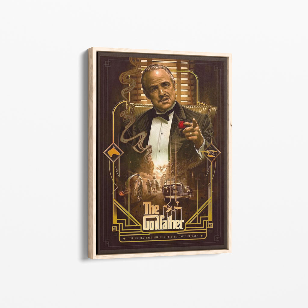 Καμβάς The Godfather με ξύλινη κορνίζα, πλάγια γωνία ανάρτησης.