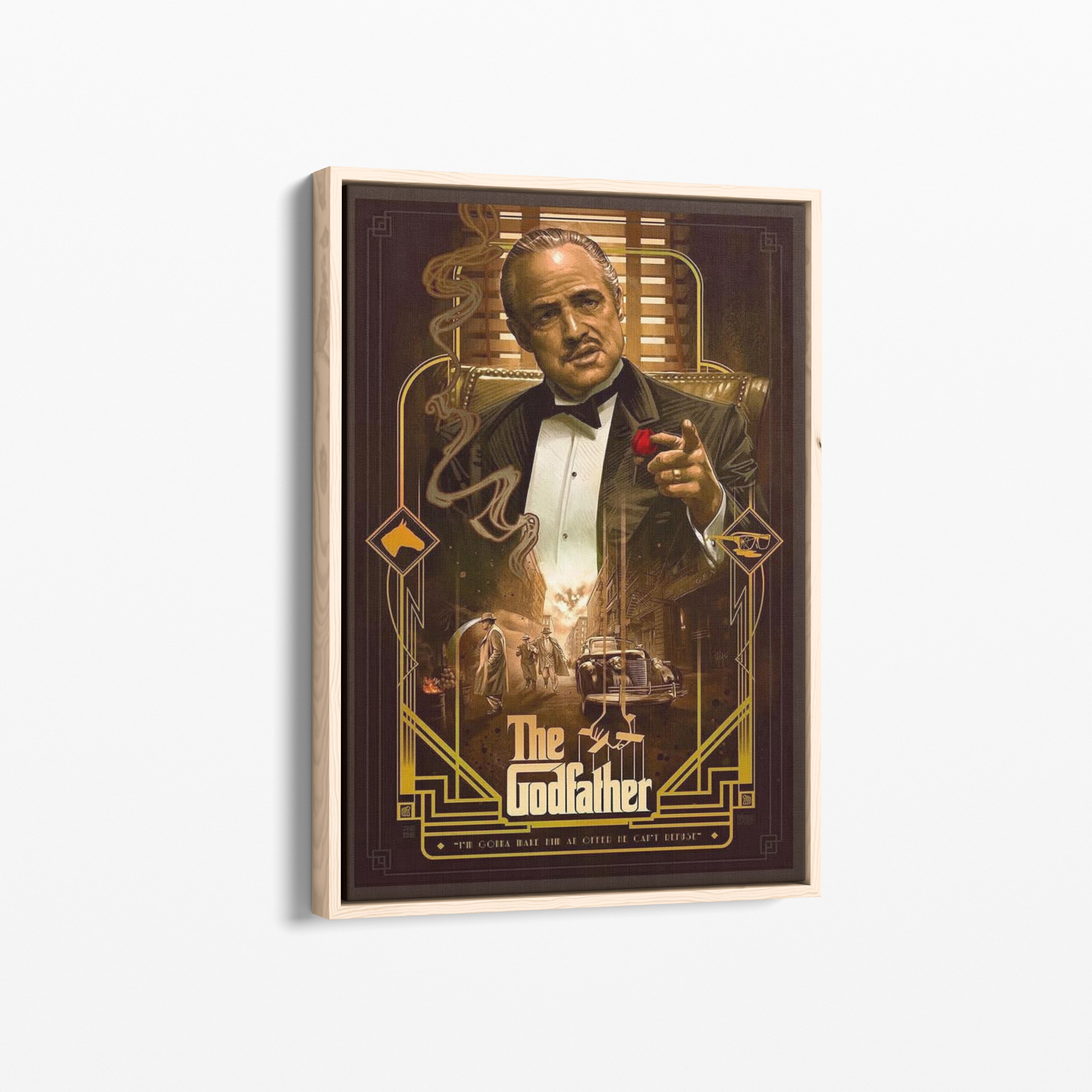 Καμβάς The Godfather με ξύλινη κορνίζα, πλάγια γωνία ανάρτησης.