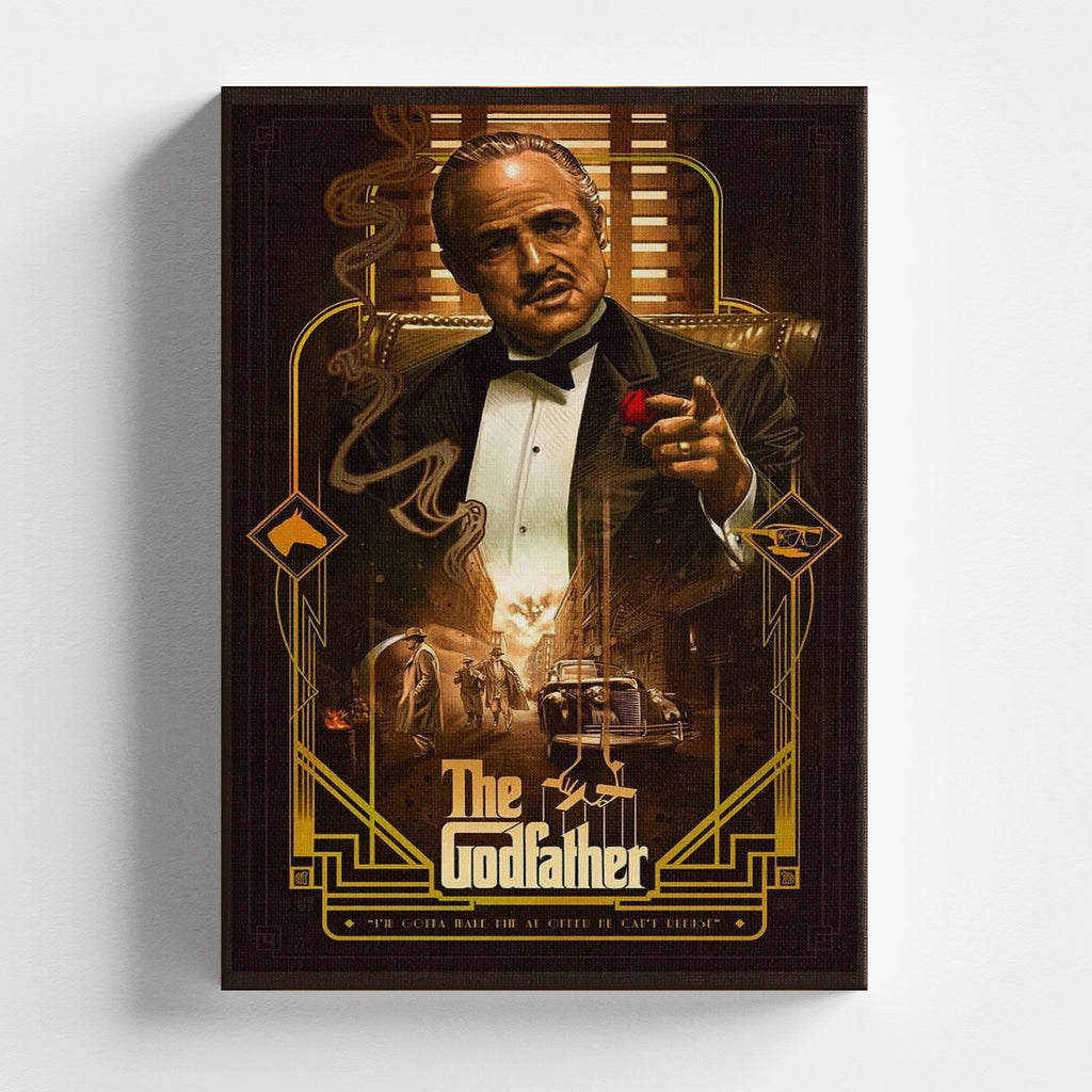 Πίνακας σε καμβά The Godfather με τον Don Vito Corleone, χωρίς κορνίζα, μέγεθος 20x30 εκ., μπροστινή όψη.