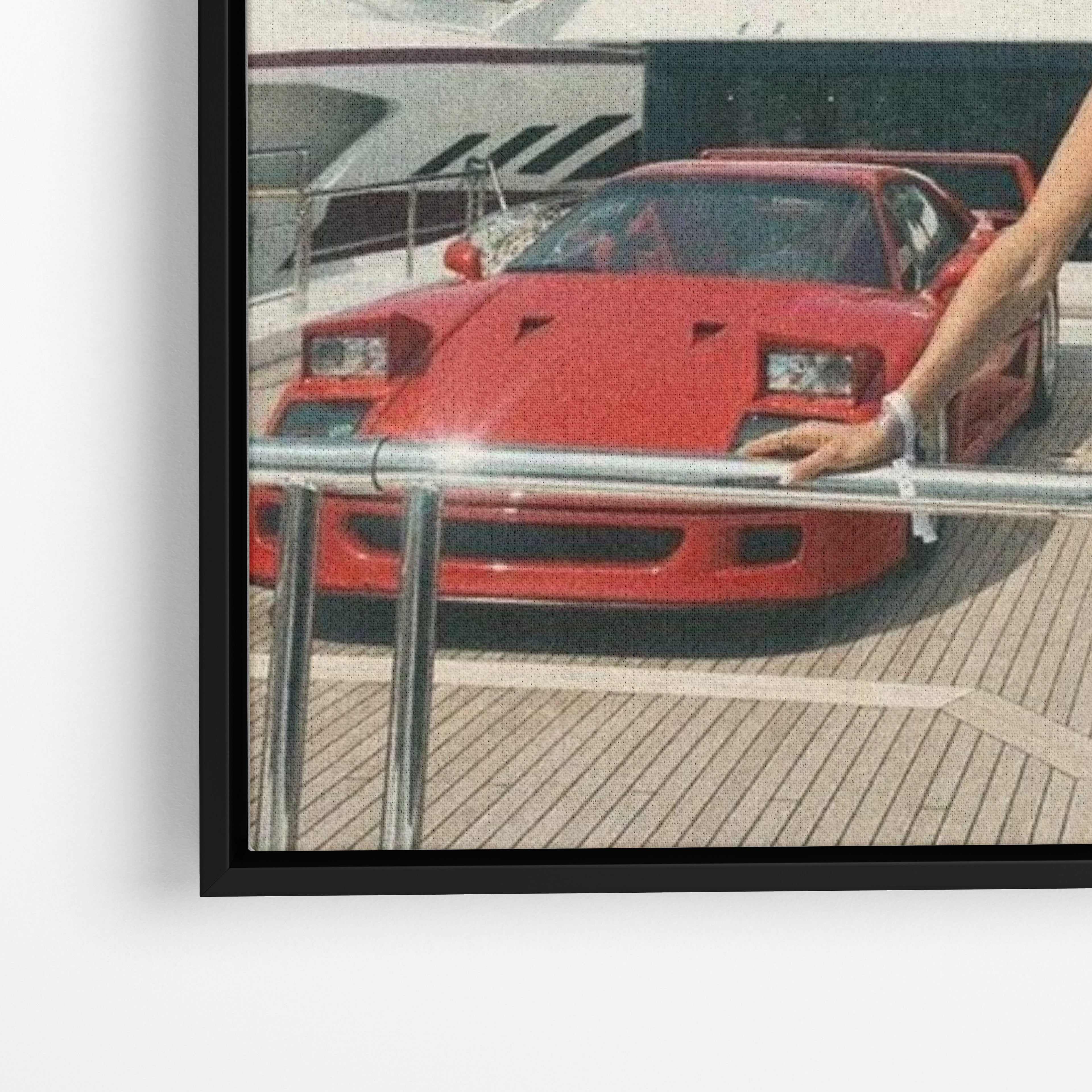 Close-up λεπτομέρεια καμβά Luxury Lifestyle με μαύρη κορνίζα.